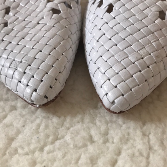 Paige | Alana Woven White Leather Mules Size 7.5 - Picture 4 of 7